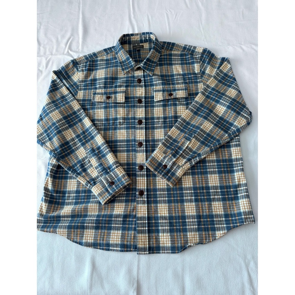 LL Bean Signature Heavy Flannel Men's XXL Button Up Slim Fit Plaid Chest Pockets